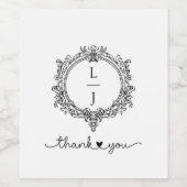 black and white foliage Crest wedding invitation Weinetikett (Einzelnes Label)