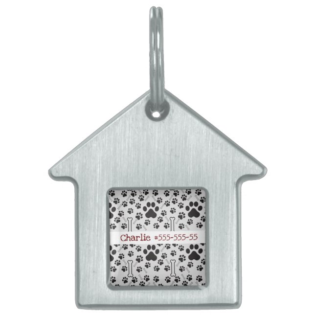 Black and white Footprint pet Tiermarke (Vorderseite)