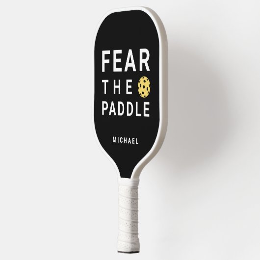 Black and White Fun Fear The  Pickleball Schläger (Links)