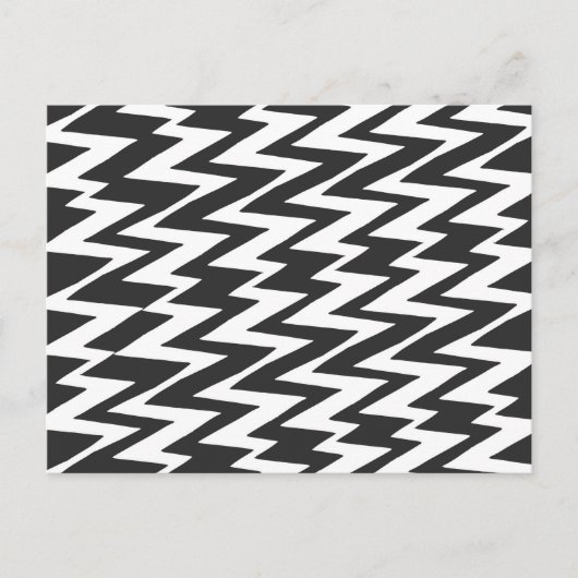 Black and White Funky Zigzag Zickzack Postkarte (Vorderseite)