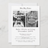 Black and White Gender Neutral Newspaper Pregnancy Ankündigung (Rückseite)