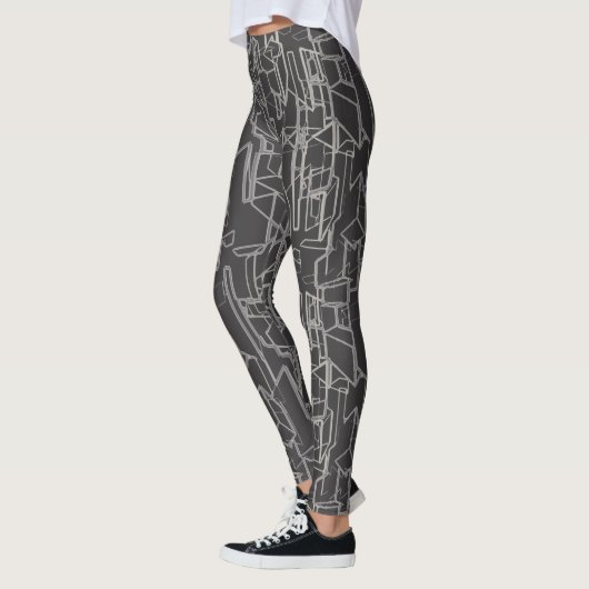 black and white geometric abstract pattern leggings (Links)