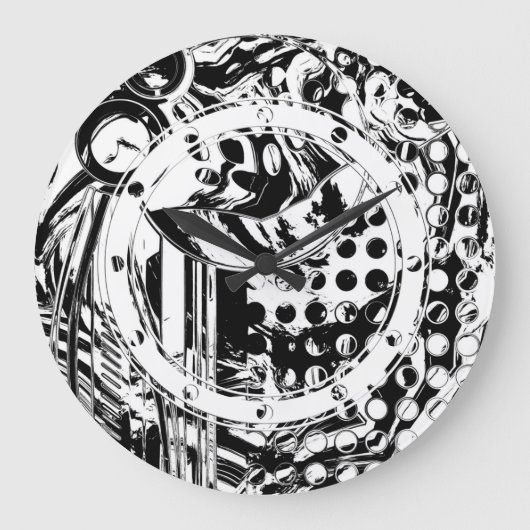 Black And White Geometric Art 20 Große Wanduhr (Vorderseite)