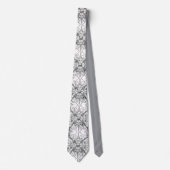 Black and White Geometric Art Deco Floral Mens Krawatte (Vorderseite)