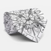 Black and White Geometric Art Deco Floral Mens Krawatte (Gerollt)