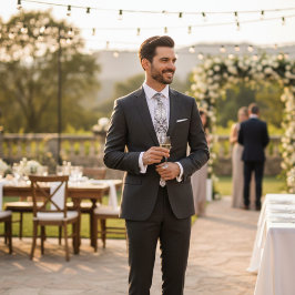 Black and White Geometric Art Deco Floral Mens Krawatte