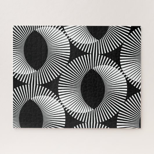 Black and White Geometric Domino Illusion Puzzle (Horizontal)