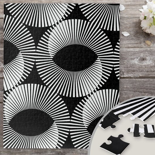 Black and White Geometric Domino Illusion Puzzle
