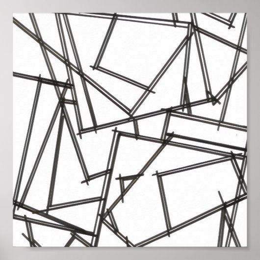 Black And White Geometric-Modern Minimalist  Poster (Vorne)
