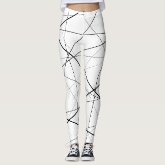 Black and white geometric pattern leggings