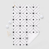 Black and White Geometric Pattern Monogram Golfhandtuch (Insitu)