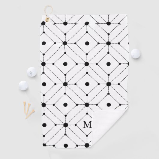 Black and White Geometric Pattern Monogram Golfhandtuch (Insitu)
