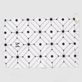 Black and White Geometric Pattern Monogram Golfhandtuch (Horizontal)