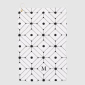 Black and White Geometric Pattern Monogram Golfhandtuch (Vorderseite)