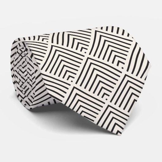 Black and white geometric pattern with overlapping krawatte (Gerollt)