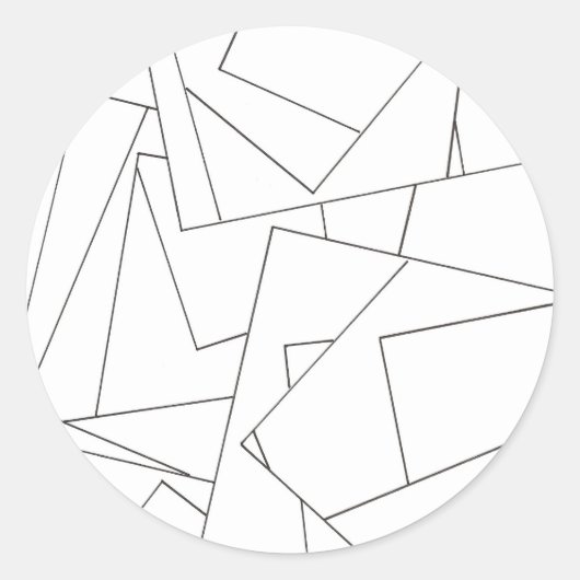 Black And White Geometric Runder Aufkleber (Vorderseite)
