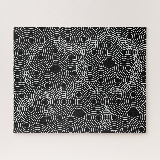 Black and White Geometric Spiral Illusion Puzzle (Horizontal)