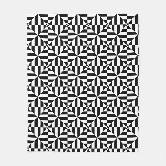 Black and white geometrical pattern fleecedecke (Vorderseite)