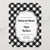 Black and White Gingam Rehearsal Dinner Invitation Einladung (Vorne/Hinten)