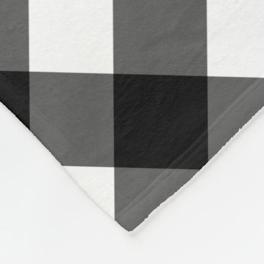 Black and White Gingham Check Fleece Blanket (Ecke)