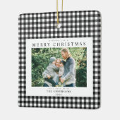 Black and White Gingham Christmas 2 Photo Keramikornament (Links)