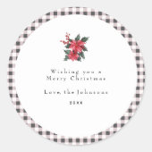 Black and White Gingham Plaid Custom Christmas Runder Aufkleber (Vorderseite)