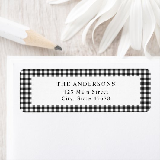 Black and White Gingham Return Address (Insitu)