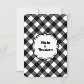 black and white gingham wedding RSVP Cards (Rückseite)