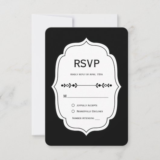 black and white gingham wedding RSVP Cards (Vorderseite)