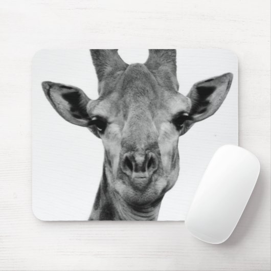 Black and White Giraffe Photograph Mousepad (Mit Mouse)