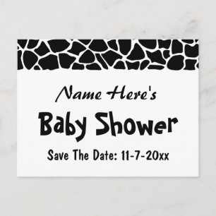 Black and White Giraffe Print Babyshower Ankündigungspostkarte