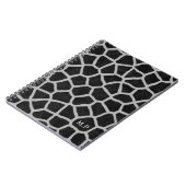 Black and White Giraffe Print Monogram Notizblock (Linke Seite)