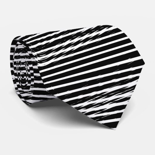 Black and White Glitchy Signal Stripes  Krawatte (Gerollt)