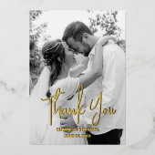 Black and White Gold Foil Wedding Danke Card Folieneinladung (Vorderseite)