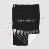 Black And White Golf Club Perosnalized Name Golfer Golfhandtuch (Insitu)