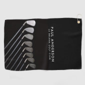 Black And White Golf Club Perosnalized Name Golfer Golfhandtuch (Horizontal)