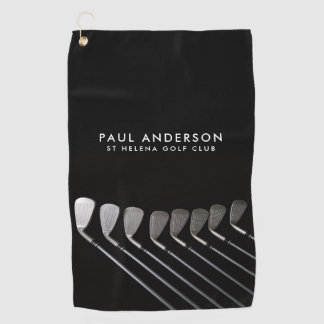 Black And White Golf Club Perosnalized Name Golfer Golfhandtuch