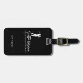 Black and White Golfer Name Gepäckanhänger (Vorderseite horizontal)
