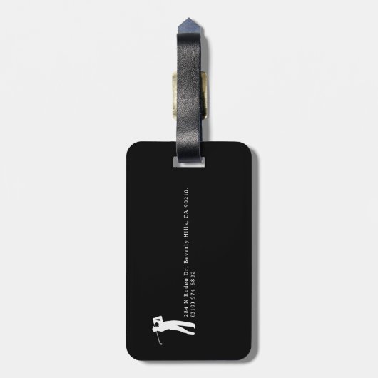 Black and White Golfer Name  Gepäckanhänger (Rückseite vertikal)