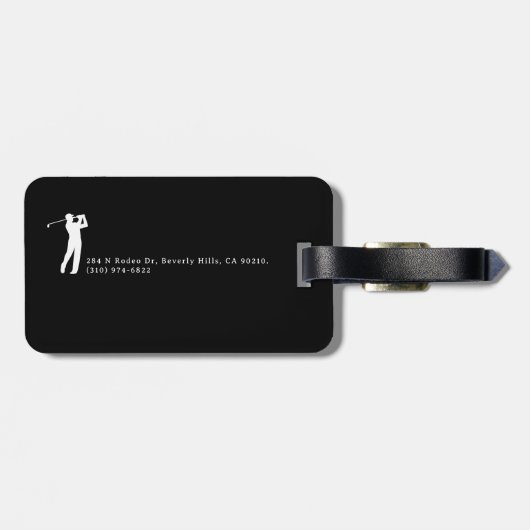 Black and White Golfer Name  Gepäckanhänger (Rückseite horizontal)