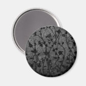 Black and White Gothic Antique Floral Magnet (Vorderseite/Rückseite)