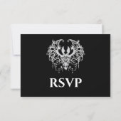 Black and white Gothic Halloween Wedding RSVP Card Karte (Rückseite)