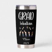 Black and White Graduate Thermos Thermobecher (Vorderseite)