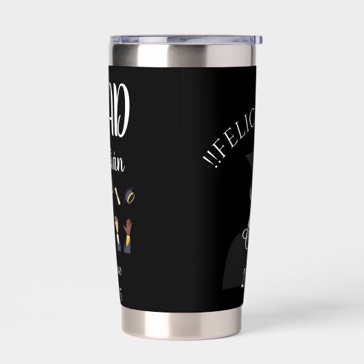 Black and White Graduate Thermos Thermobecher (Links)