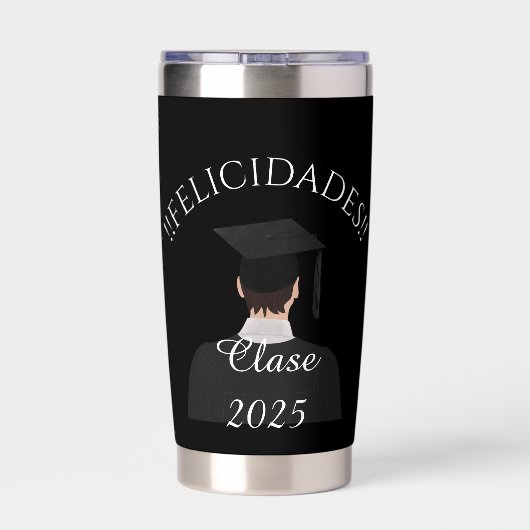 Black and White Graduate Thermos Thermobecher (Rückseite)