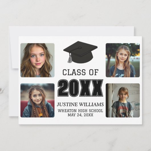 Black and White Graduation Ankündigung (Vorderseite)