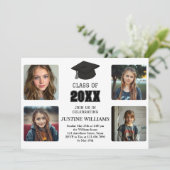 Black and White Graduation Einladung (Stehend Vorderseite)