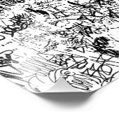 Black and White Graffiti Abstract Collage Fotodruck (Ecke)