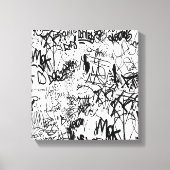 Black and White Graffiti Abstract Collage Leinwanddruck (Vorderseite)