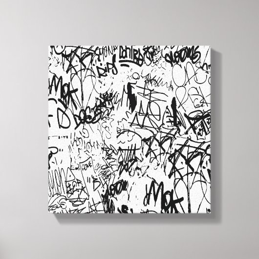 Black and White Graffiti Abstract Collage Leinwanddruck (Vorderseite)